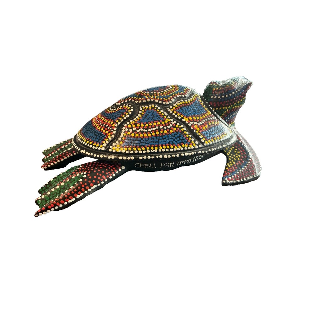 Vintage Hand Carved Wood Seaturtle w/Mosaic Bead Design and removable shel - Picture 6 of 6